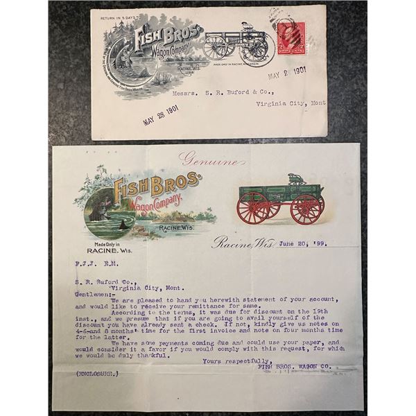 Fish Bros. Wagon Co., 1899 & 1901, Advertising Cover with Matching Full Color Letterhead.