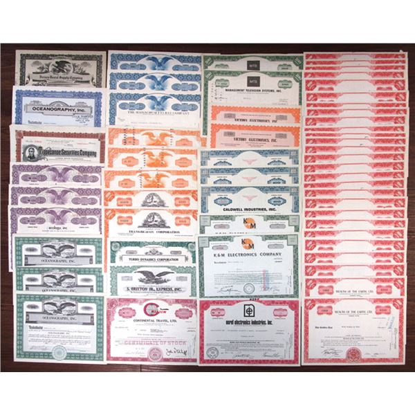 Banking, Dentistry, Electronics, Consumer Goods,  I/U and I/C Stock Certificate Assortment , 1920s t