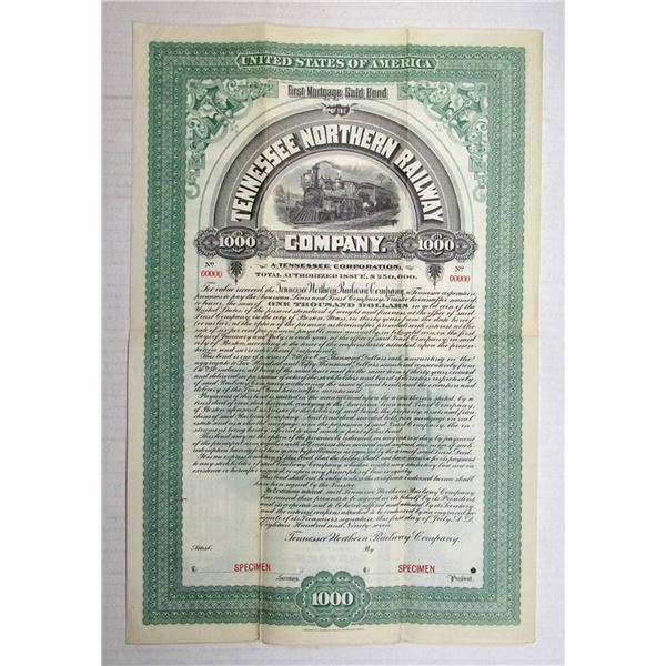 Tennessee Northern Railway Co., 1897, Specimen Bond