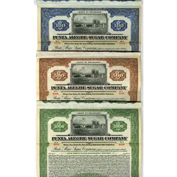 Punta Alegre Sugar Co., 1922, Specimen Bond Trio