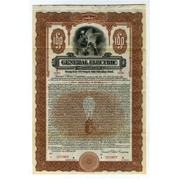 General Electric Co., 1920, Specimen Gold Coupon Bond