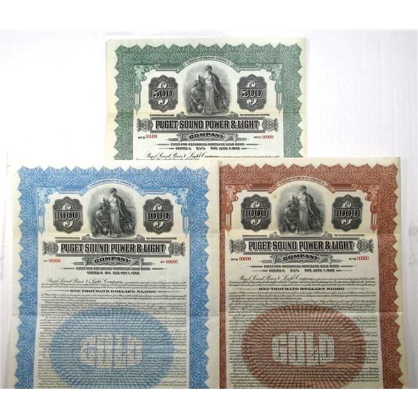 Puget Sound Power & Light Co., 1924 to 1930, Specimen Bond Trio.