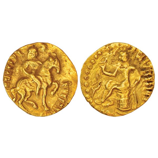 Ancient India: Gupta Empire, gold dinar of Kumara Gupta I (415-450 AD), 'Horseman' type, S. Kumar Cl