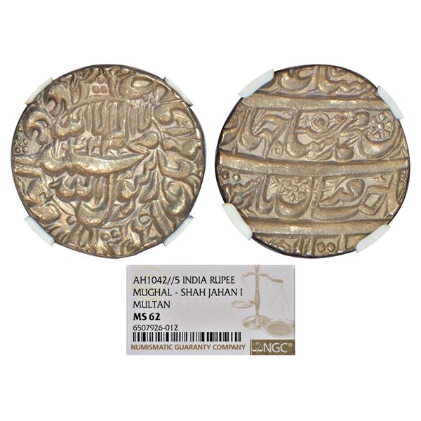 Mughals: Shah Jahan (1628-1658 AD), silver rupee, Multan mint, AH 1042/RY 5 with emperor's full name
