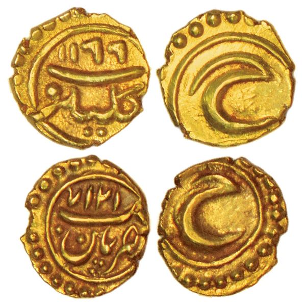 Independent Kingdoms: Mysore, Tipu Sultan (1787-1799 AD), gold fanam (2), 1x Kalikut mint, AH 1199, 
