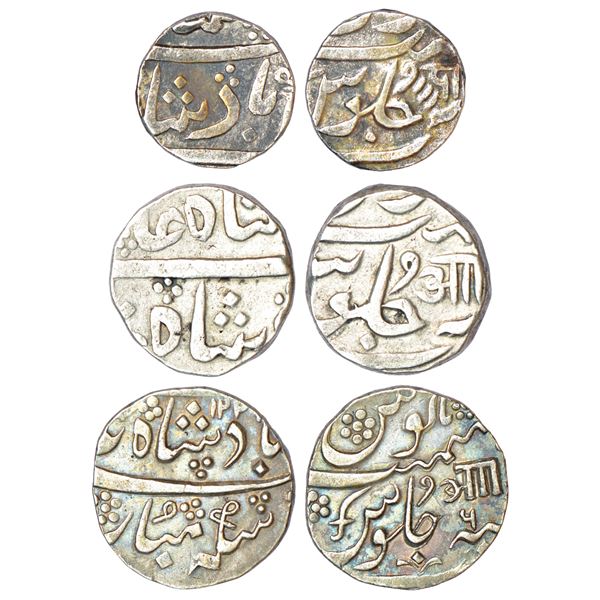 Princely States: Baroda, Anand Rao (1800-1819 AD), silver rupee (3), 2x Petlad mint, in the name of 