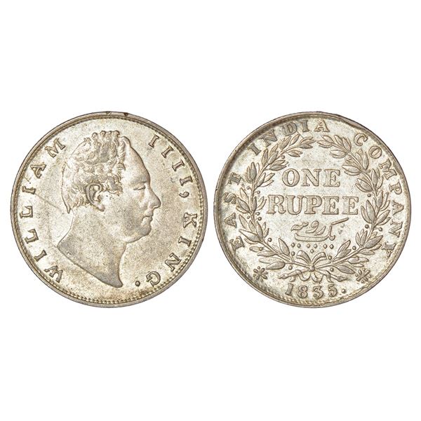 British India: William IV, silver rupee, 1835, Calcutta Mint, dug out 'F' incused, D/III/19 berries,