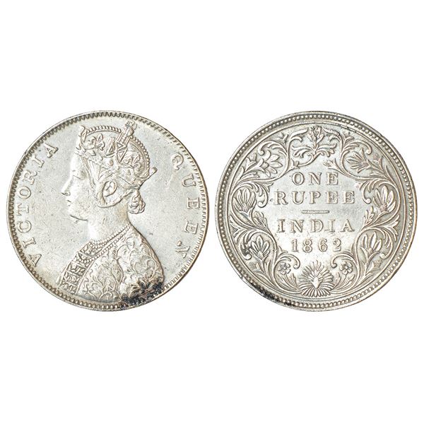 British India: Victoria Queen, silver rupee, 1862, Bombay mint, D/IIa, double lines to the curves of