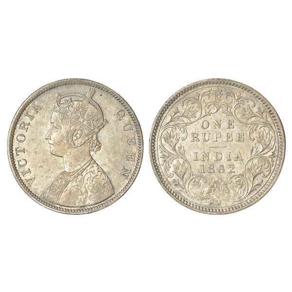 British India: Victoria Queen, silver rupee, 1862, Calcutta mint, B/III, 150 ridges, 30.6 mm, PR 60.
