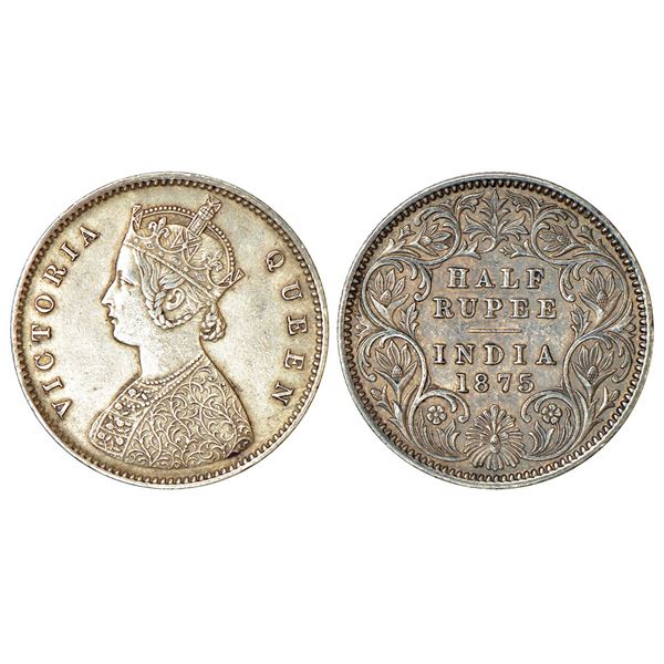 British India: Victoria Queen, silver ½ rupee, 1875, Calcutta mint, A/I/no mm, PR 260.