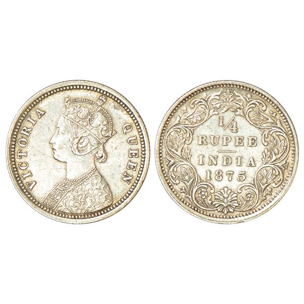 British India: Victoria Queen, silver ¼ rupee, 1875, Bombay mint, A/I/no mm, PR 406.