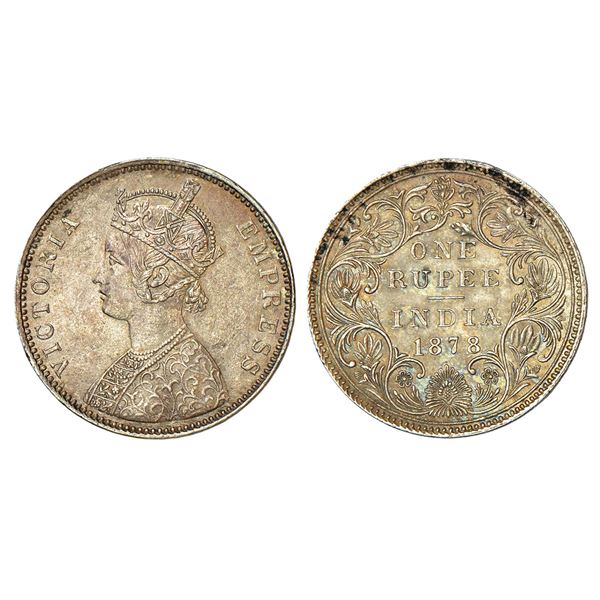 British India: Victoria Empress, silver rupee, 1878, Bombay mint, A3/II(i), dot, GK 451, 11.50g.