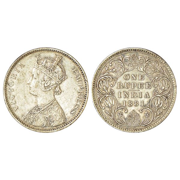 British India: Victoria Empress, silver rupee, 1881, Bombay mint, A3/IV/dot, PR listed as 157, GK 46