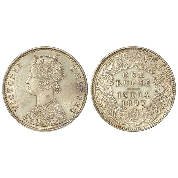 British India: Victoria Empress, silver rupee, 1897, Calcutta mint, C3/I(i)/'C' incused, PR 136; GK 