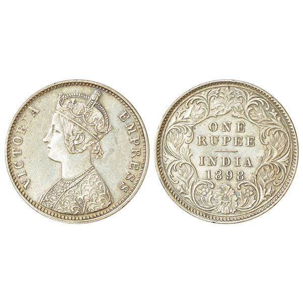 British India: Victoria Empress, silver rupee, 1898, Calcutta mint, C3/I/C incused, PR 137.