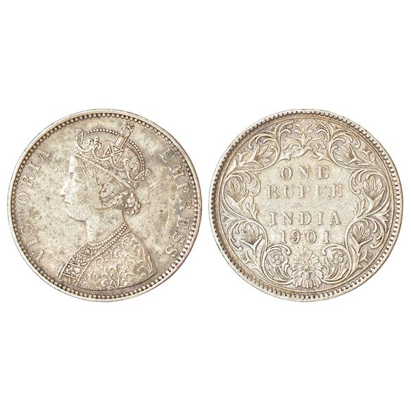 British India: Victoria Empress, silver rupee, 1901, Bombay mint, C2/I/B incused, PR 188.