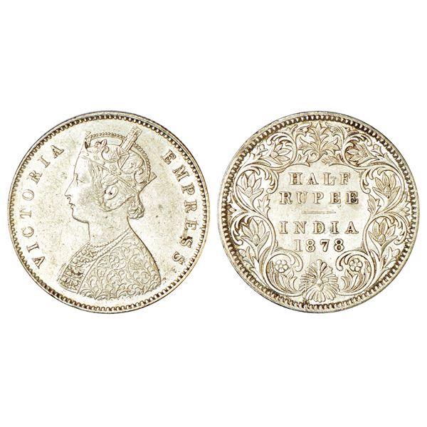 British India: Victoria Empress, silver ½ rupee, 1878, Calcutta mint, A/I/no mm, PR 262.