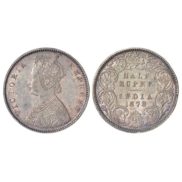 British India: Victoria Empress, silver ½ rupee, 1878, Calcutta mint, A/I/no mm, PR 262.