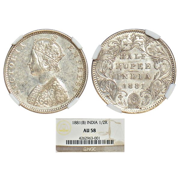 British India: Victoria Empress, silver ½ rupee, 1881, Bombay mint, B2/II/dot, PR 289; GK 615.
