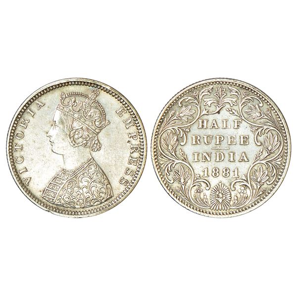 British India: Victoria Empress, silver ½ rupee, 1881, Bombay mint, B2/II/dot, PR 289; GK 615.