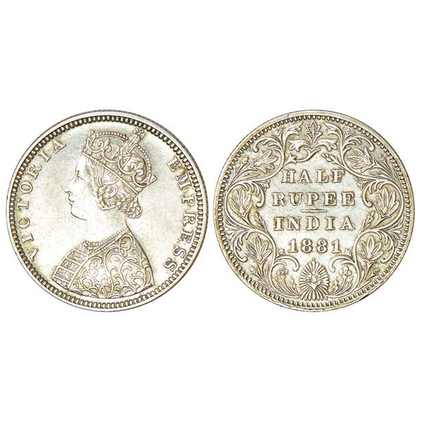 British India: Victoria Empress, silver ½ rupee, 1881, Bombay mint, B2/II/dot, PR 289; GK 615.