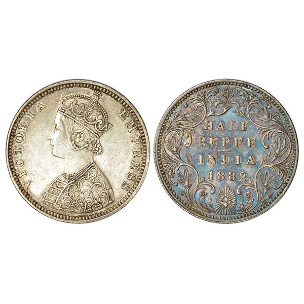 British India: Victoria Empress, silver ½ rupee, 1882, Bombay mint, B2/II/dot, PR 290; GK 618.