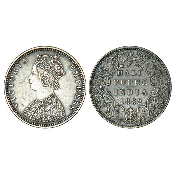 British India: Victoria Empress, silver ½ rupee, 1882, Bombay mint, B2/II/dot, PR 290; GK 618.