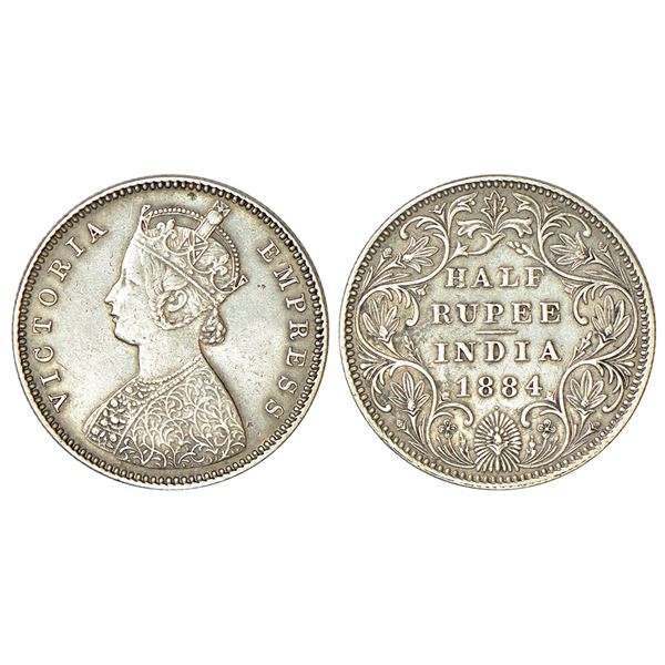 British India: Victoria Empress, silver ½ rupee, 1884, Bombay mint, A/II/dot, PR 292.