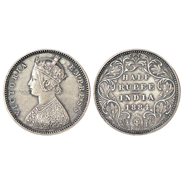 British India: Victoria Empress, silver ½ rupee, 1884, Bombay mint, A/II/no dot, PR 293.