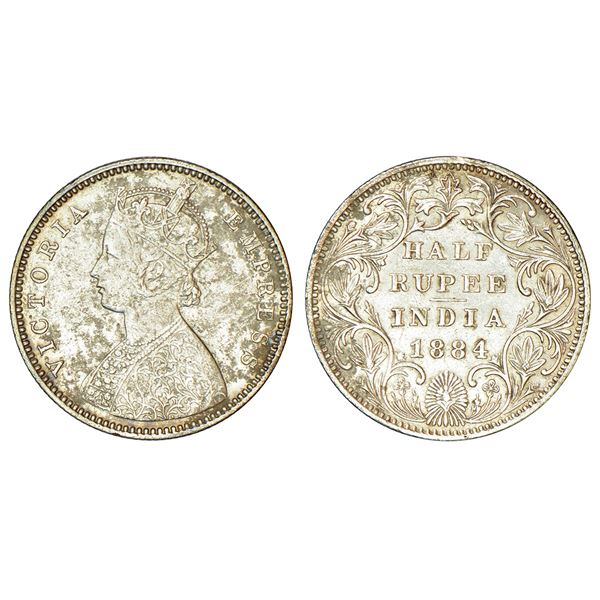 British India: Victoria Empress, silver ½ rupee, 1884, Bombay mint, A/II/no dot, PR 293.