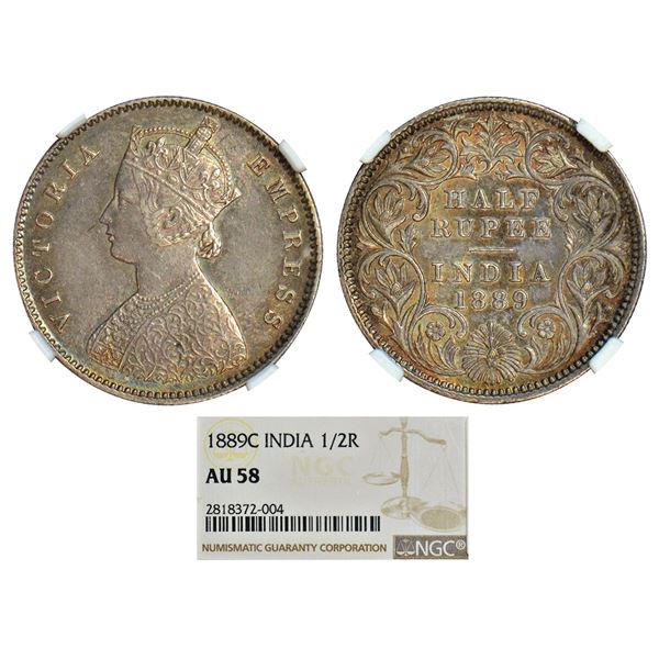 British India: Victoria Empress, silver ½ rupee, 1889, Calcutta mint, A/I/'C' incused, PR 273; GK 64