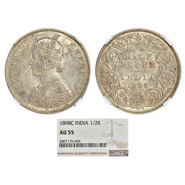 British India: Victoria Empress, silver ½ rupee, 1898, Calcutta mint, A/I/'C' incused, PR 281; GK 66