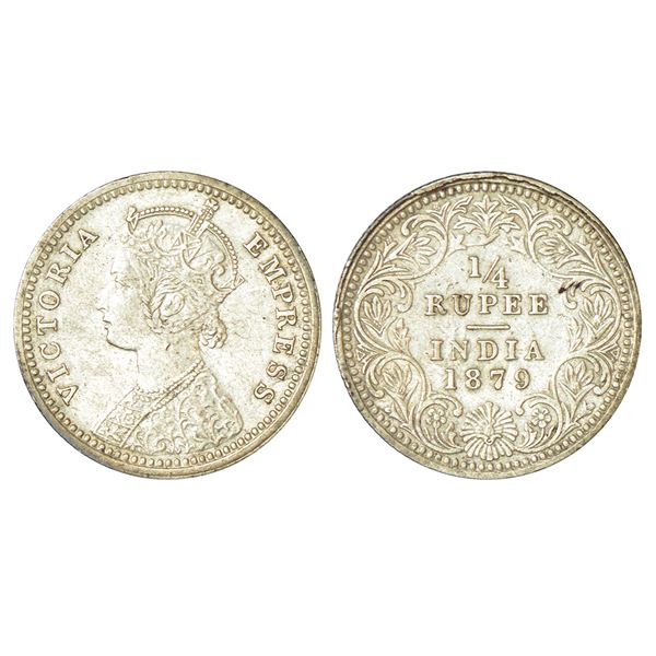 British India: Victoria Empress, silver ¼ rupee, 1879, Calcutta mint, C/II/C incused, PR 384; GK 674