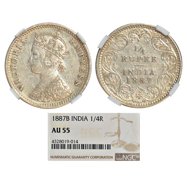British India: Victoria Empress, silver ¼ rupee, 1887, Bombay mint, C(i)/II/'B' raised, PR 420; GK 7