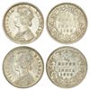 Image 1 : British India: Victoria Empress, silver ¼ rupee (2), 1898, Calcutta mint, C/II/C incused, PR 402 and