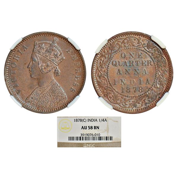 British India: Victoria Empress, copper ¼ anna, 1878, Calcutta mint, B/II, PR 612; GK 830.