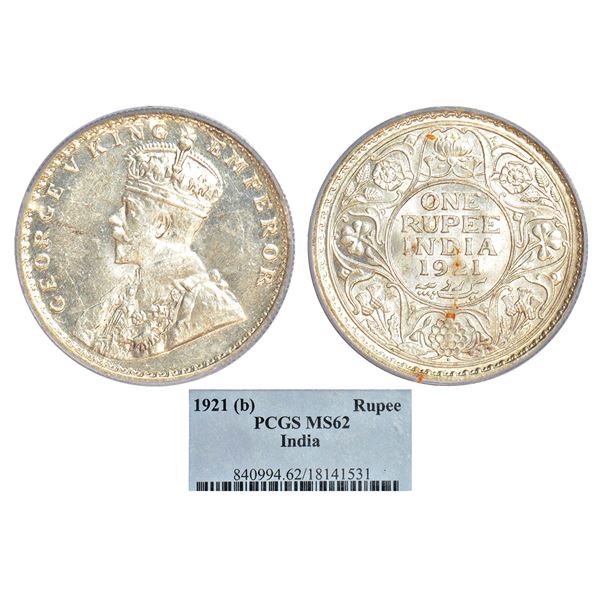 British India: George V, silver rupee, 1921, Bombay mint, dot, PR 227; GK 1043.