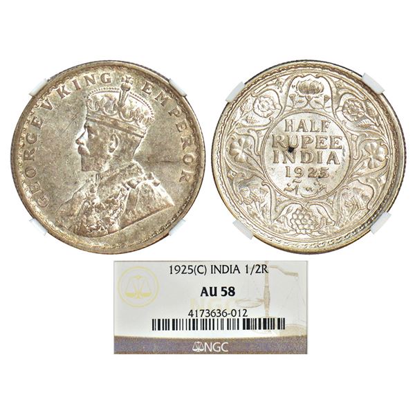 British India: George V, silver ½ rupee, 1925, Calcutta mint, PR 328; GK 1065.