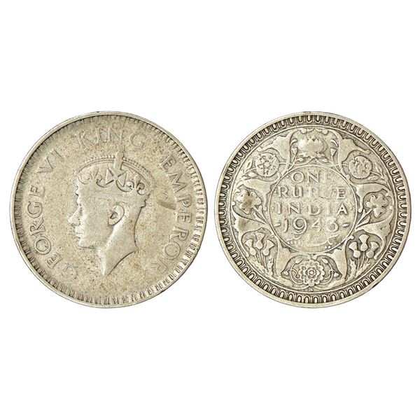 British India: George VI, half silver rupee, 1943, A/Ia, large 3, unlisted in PR.