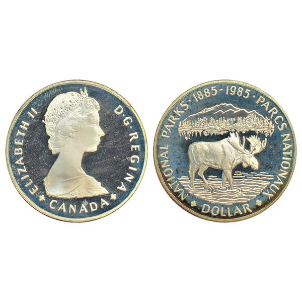 Foreign: Canada, Elizabeth II, Proof, silver dollar, 1985, 100th Anniversary of the National Park. O