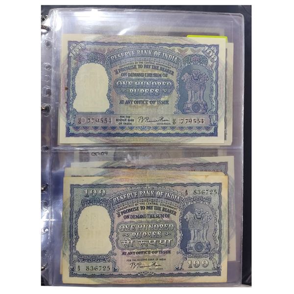 Paper Money: A collection of 141 Republic of India notes, 100 rupees, complete signature set till 20