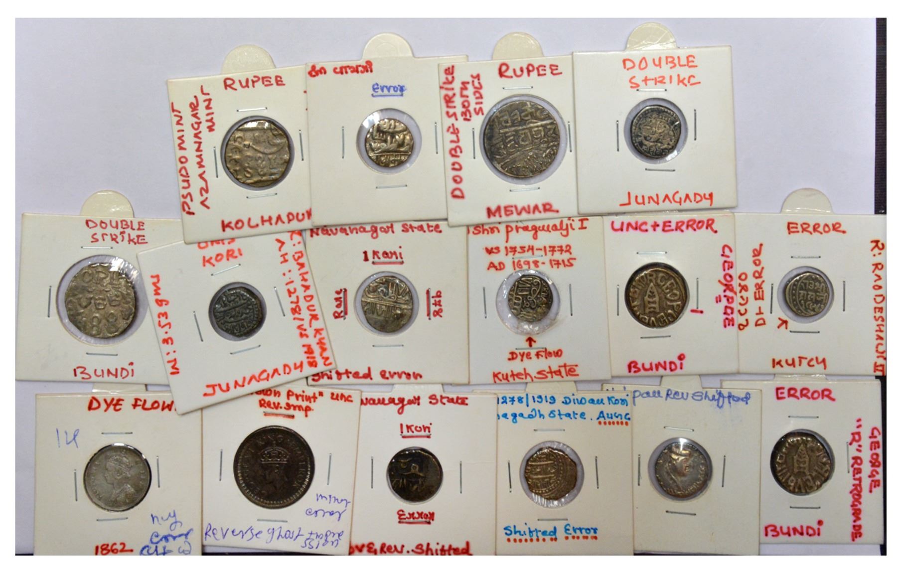 Large Lot: A group of 16 error silver coins, includes errors like ...
