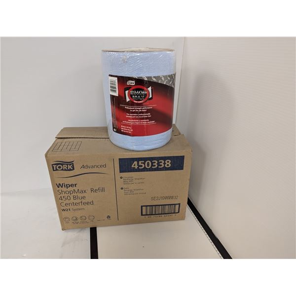 BTE DE 2 TORK WIPER SHOPMAX REFILL 450 BLUE