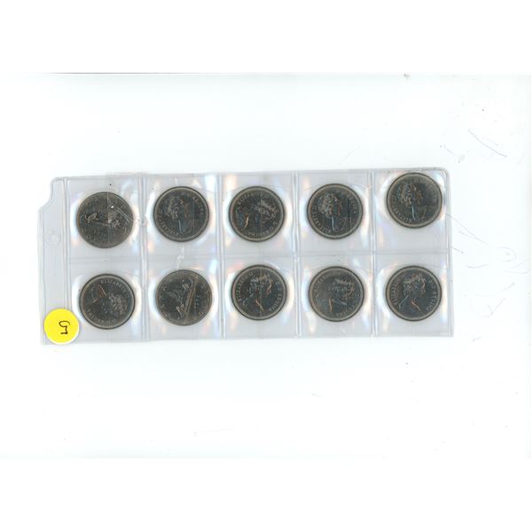 Lot of 10 canadian $1 coins