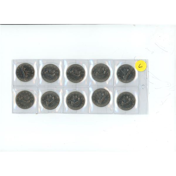 Lot of 10 canadian $1 coins