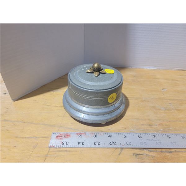 antique musical powder box w/ mirror - working