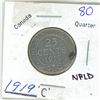 Image 1 : 1919 NFLD Canadian silver 25 cent coin