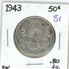 Image 1 : 1943 Canadian silver 50 cent coin