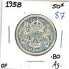 Image 1 : 1958 Canadian silver 50 cent coin