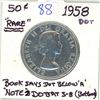 Image 1 : 1958 Canadian silver 50 cent coin - Rare Dot
